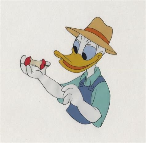 Disney Donald Applecore Animation Cel Of Donald Duck In Cartoon With