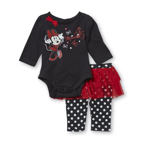 Disney Baby Minnie Mouse Newborn Girls Graphic Bodysuit And Ske