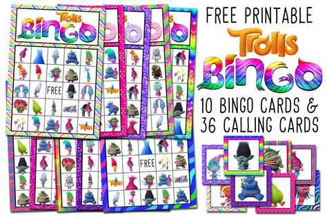 Trolls Free Printable Bingo Cards Trolls Birthday Party