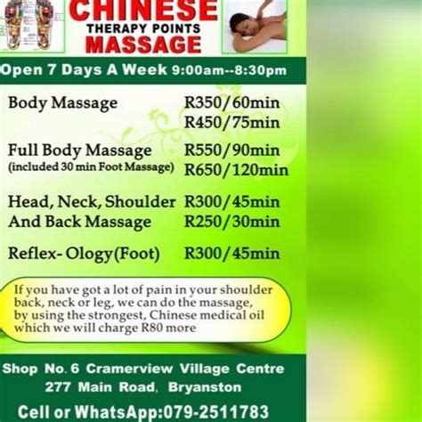 Chinese Therapy Points Massage Chinese Massage In Bryanston