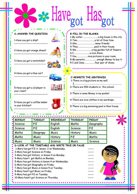 People—the unit—is a singular count noun, as you can see from a great people, and a plural count noun, as you can see in sentences (h), (i), (j) and (k) directly above. have got has got worksheet - Free ESL printable worksheets ...