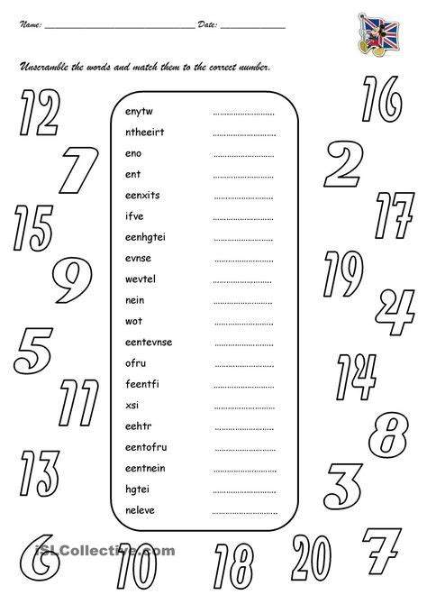 Numbers 1 20 Esc Ale Numeros En Ingles Los Numeros En Espanol Y