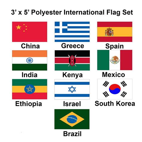 3 X 5 Set Of 10 International Flags Set 2 1 800 Flags