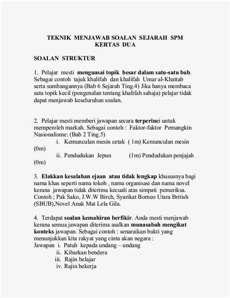 Cara Menjawab Soalan Sejarah Tingkatan 4 Growlvision  Riset