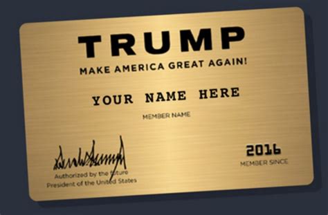 Donald john trump (b.queens, new york, on june 14, 1946), nicknamed the donald, is the 45th president of the united states of america, as a result of winning the 2016 presidential election as the republican party nominee. Trump Campaign Is Selling a (Now-Discounted) Gold Membership Card