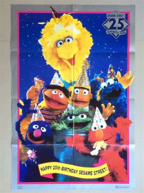Sesame Street 25 Wonderful Years Large Vintage Poster From Random House Video 1499 Picclick