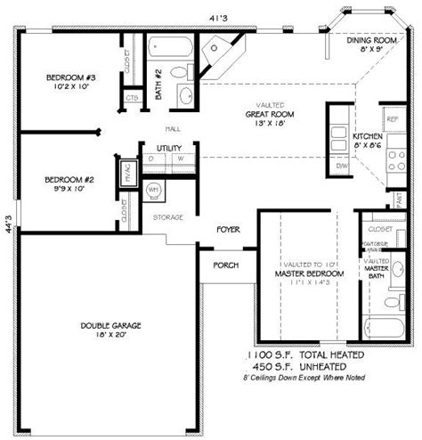 2 Bedroom House Plans 1000 Square Feet Feet 2 Bedrooms 2