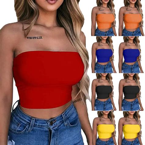2019 New Hot Sexy Women Strapless Top Sexy Sleeveless Crop Top Elastic Boob Bandeau Tube Tops