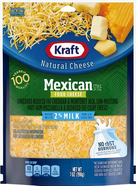 Kraft Finely Shredded Mexican Style Four Cheese Blend Made With 2 Milk