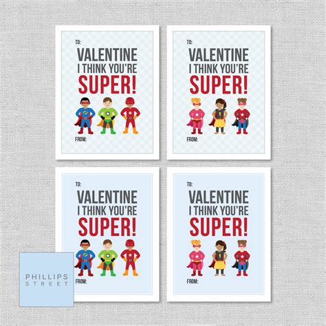 Superhero Valentines Day Cards Superhero Classroom Etsy