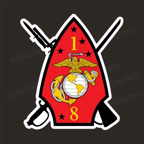 1st Battalion 8th Marine Corps 18 Usmc Vinyl Bumper Sticker Window