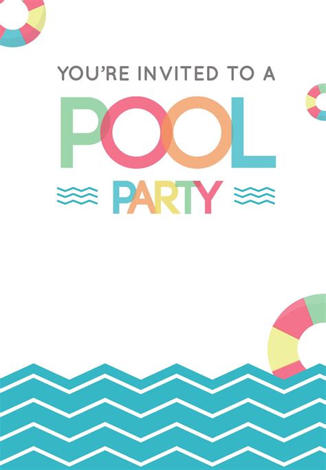 Free Printable Blank Pool Party Invitations Printable Word Searches