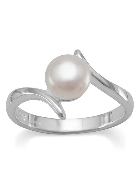 Jewelryweb Sterling Silver 8mm Freshwater Cultured Pearl Ring With