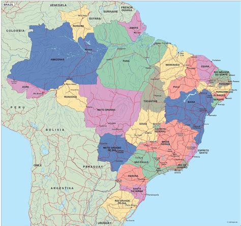 Brazil Political Map Eps Illustrator Map Vector World Maps