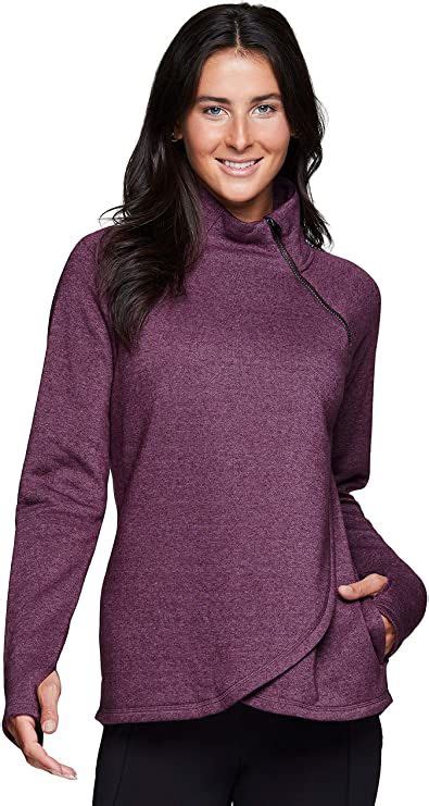 Rbx Activewear Womens Fleece Pullover Sweatshirt With Zip Mock Neck Pockets And Thumb Holes