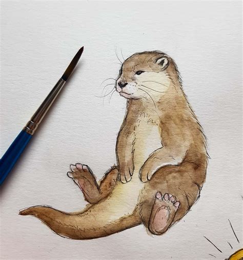 Vibing Otter Otter Art Animal Drawings Sketches Cute Drawings