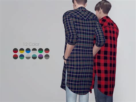 Long Flannel Shirts M By Kks Sims 4 Male Clothes