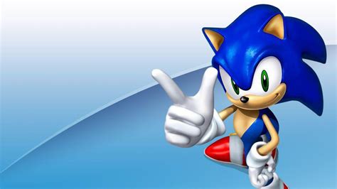 Sonic The Hedgehog With Hand Sign In Blue Background Hd Sonic