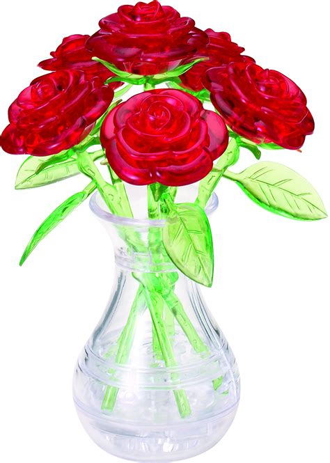 Take puzzling to a whole new dimension with this edgy and trendy design. Red Roses in a Vases Crystal Puzzle | BePuzzled