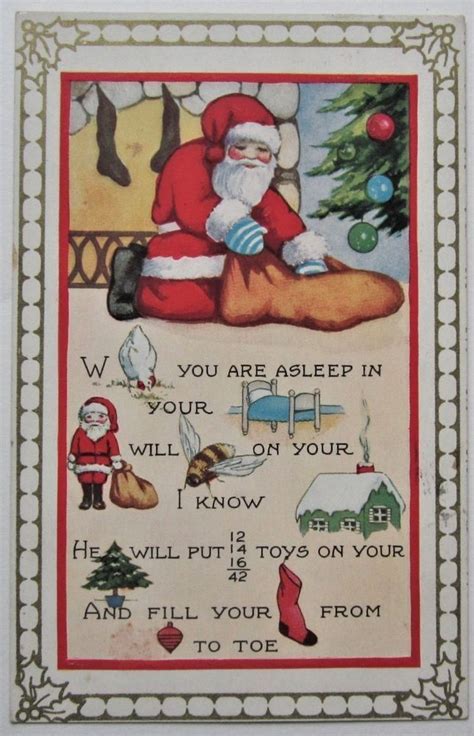 Whitney Picture Poem Santa Claus Antique Rebus Puzzle Christmas