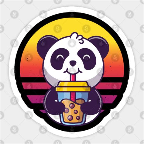 Cute Panda Drinking Boba Bubble Tea Panda Drinking Boba Tea Sticker