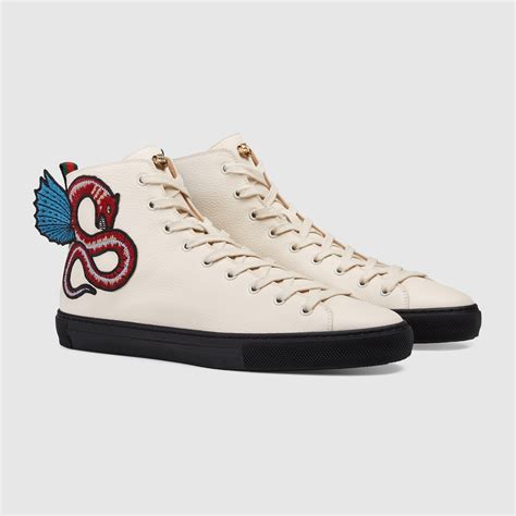 Leather High Top With Winged Dragon Gucci Mens Sneakers 459283bxoa09064