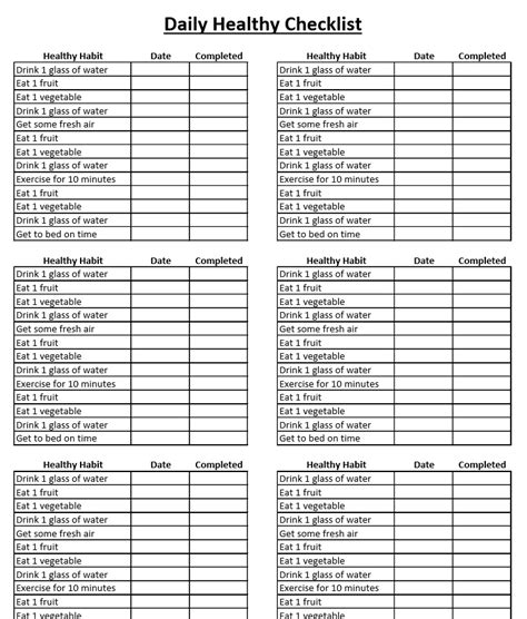 Your Daily Healthy Checklist | Diet Tools Blog