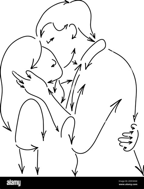 Man Kiss Woman At Cheek Vector Illustration Sketch Doodle Hand Drawn