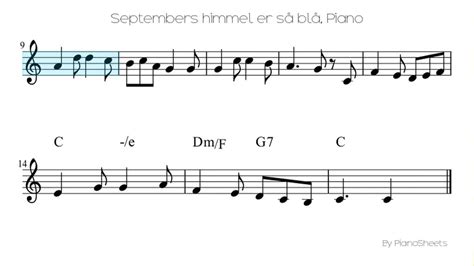 Septembers Himmel Er Så Blå Piano Solo Youtube