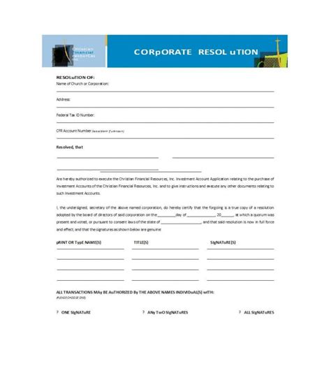 Free 37 Printable Corporate Resolution Forms Template Lab Certificate