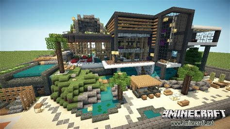 Mansion has lots of pools,two floors.needs walls for rooms and furniture. Luxurious Modern House 2 Map 1.8.9/1.8 | Minecraft Maps
