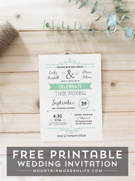 FREE Wedding Invitation Template | MountainModernLife.com