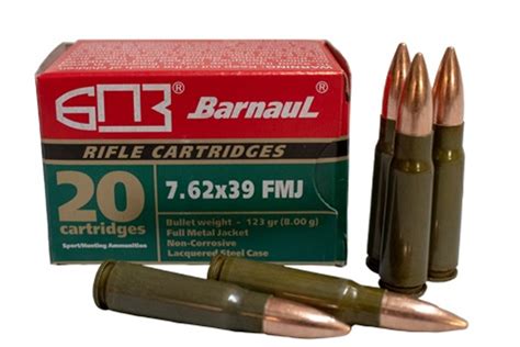 Barnaul 762x39 Steel Case Ammunition 123 Grain Full Metal Jacket 20 Rounds
