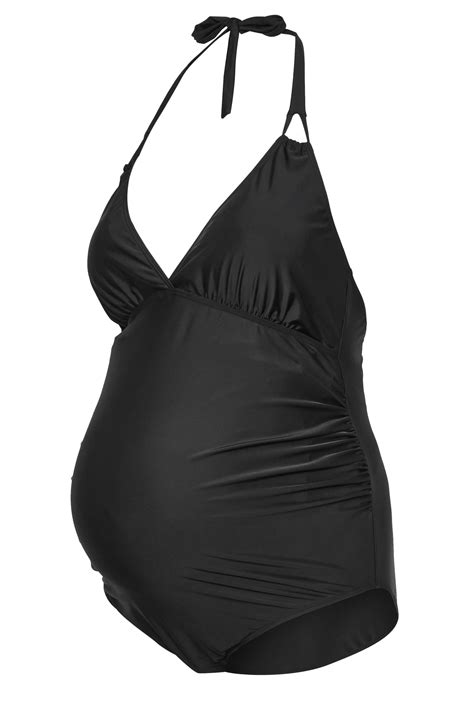 Bump It Up Maternity Plus Size Black Halterneck Swimsuit Yours Clothing