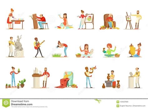 Adult People And Their Creative And Artistic Hobbies Set ...