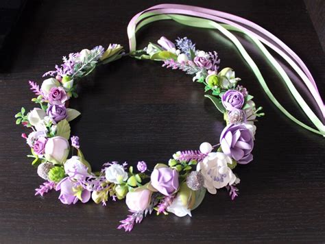 Purple Flower Crown Lavender Crown Bridal Flower Crown Adult Etsy