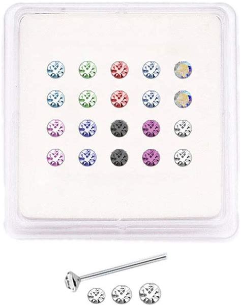 20 Pack 925 Sterling Silver Nose Studs Rings 15mm Round