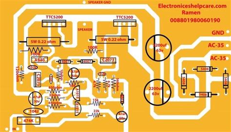 This amplifier works extremely well for pretty much any application that needs high power, high clarity, minimum distortion and outstanding sound. how to make an amplifier using transistor TTC5200 - Electronics Help Care
