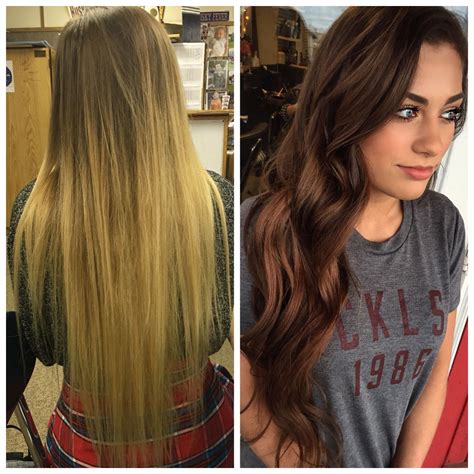 Before And After Blonde To Brunette Hair Brunette Hair Cuts Blonde Hair Blonde Brunette