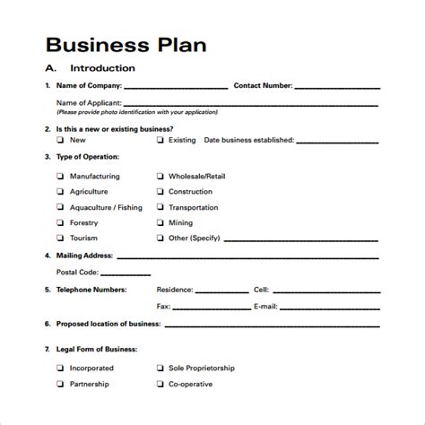 Business Plan Template Proposal Sample Printable Calendar Templates