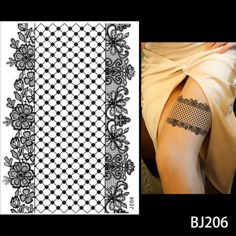 1pc fashion flash waterproof tattoo women black ink henna jewel sexy lace bj019 flower pendant