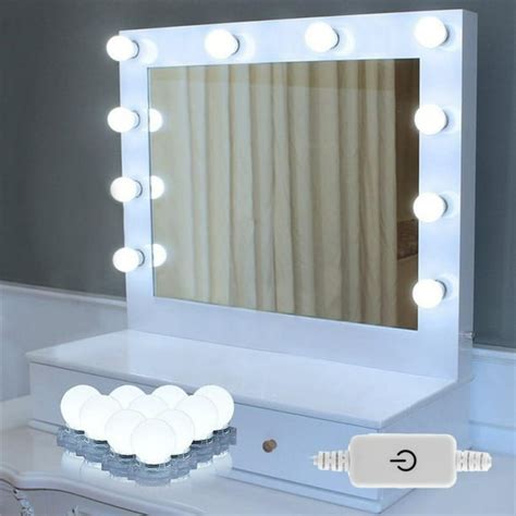 Dilwe Hollywood Style Led Vanity Mirror Lights Lamp Kit With Dimmable Light Bulbs Dressing Room