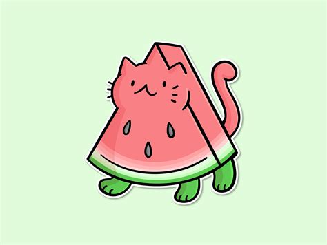Watermelon Cat Vinyl Sticker Waterproof Sticker Fruit Car Sticker