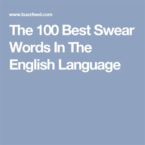 The 100 Best Swear Words In The English Language Swear Word English