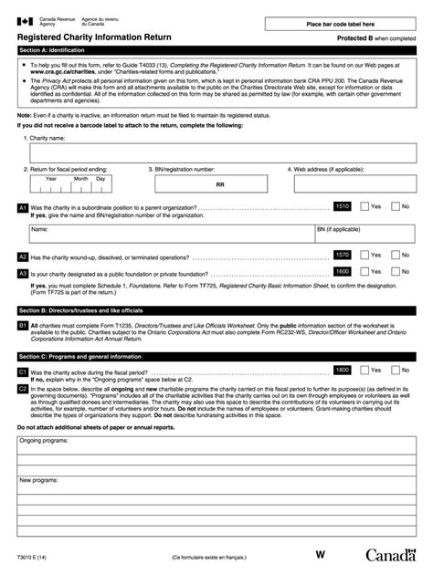 T3010 2020 2024 Form Fill Out And Sign Printable Pdf Template