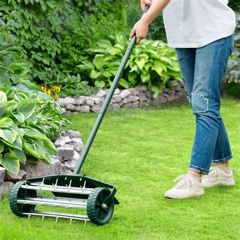 Buy Goplus Rolling Lawn Aerator Inch Garden Yard Rotary Push Tine
