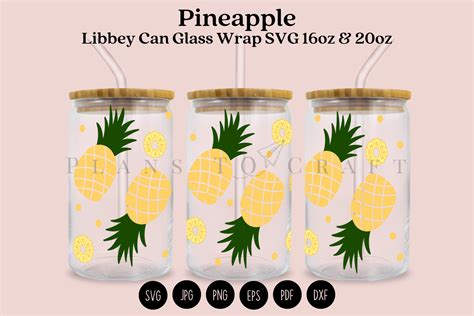 Pineapple Libbey Can Glass Wrap Svg Graphic By Planstocraft · Creative Fabrica