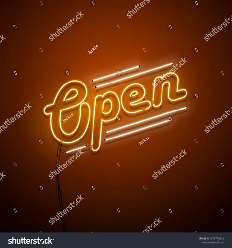 Open Neon Sign Vector Illustration Stock Vector Royalty Free