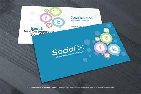 3 Social Media Business Cards ~ Business Card Templates On Creative Market