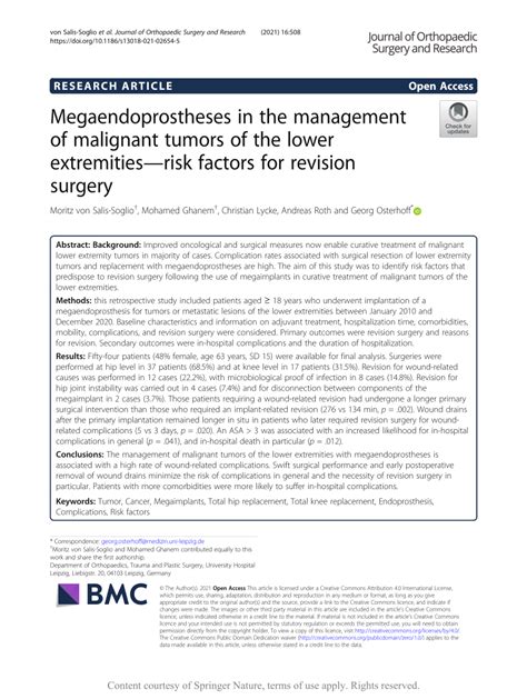 Pdf Megaendoprostheses In The Management Of Malignant Tumors Of The